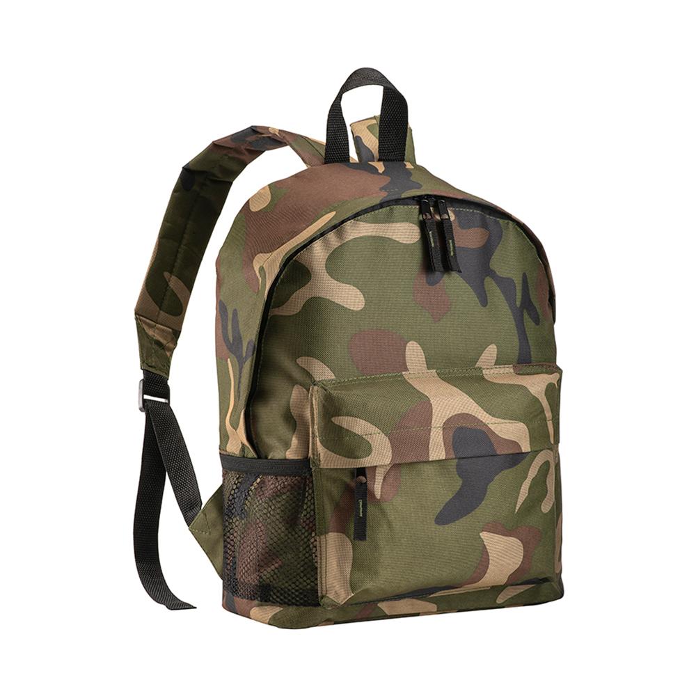 Camouflage-Rucksack aus 600D-Polyester mit 3 Taschen, davon eine seitliche Netztasche Camouflage-Rucksack aus 600D-Polyester mit 3 Taschen, davon eine seitliche Netztasche